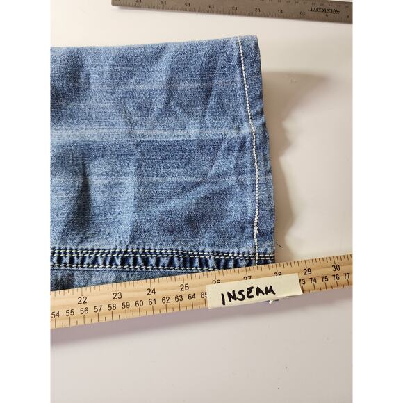 SEVEN7 Luxe Mid-Rise Western Embroidered Pocket Stitching Bootcut Jeans SZ 16 - Picture 9 of 11